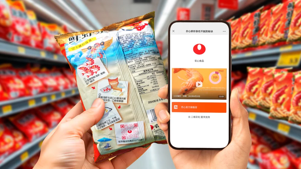 Social media QR codes on food packaging